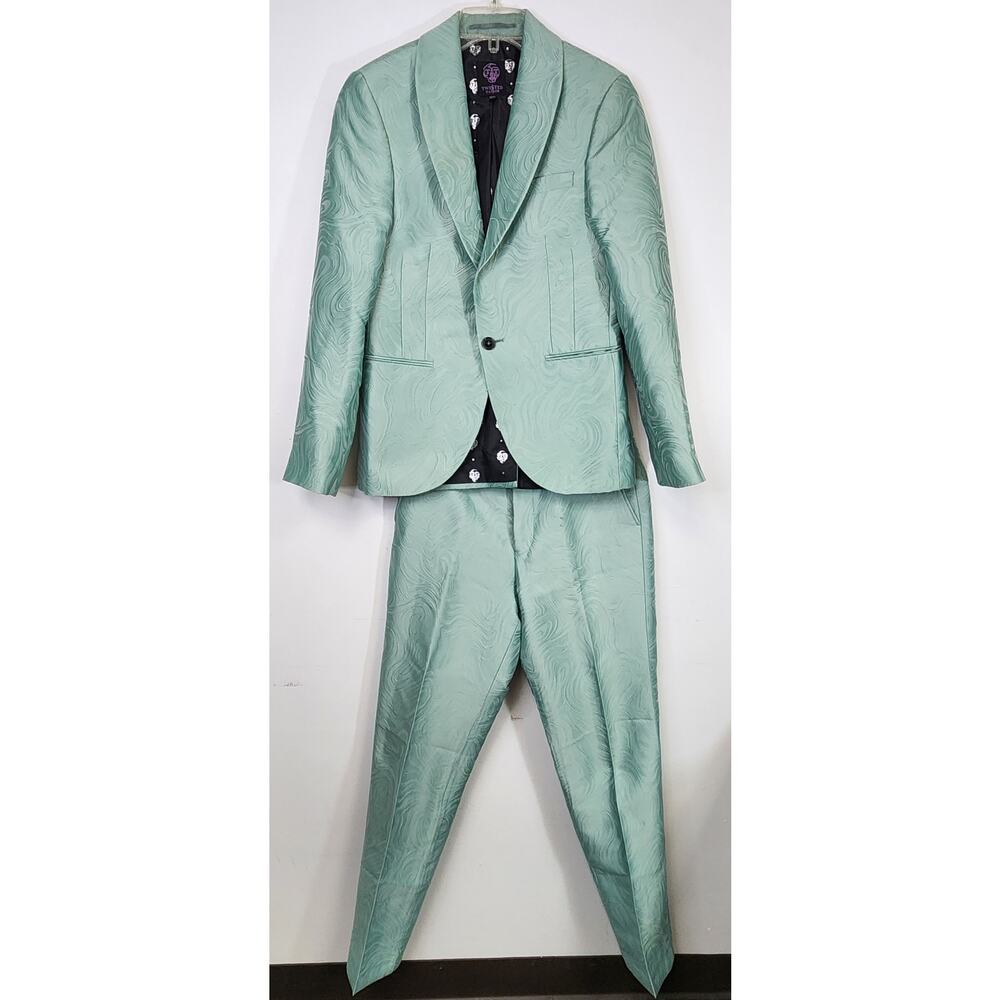 TWISTED TAILOR Gordimer Mens Sage Green 2 Piece Suit-Size 36R & 30R